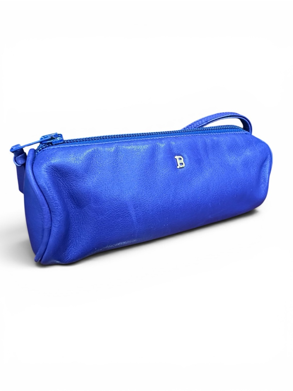 Vintage Bally Cobalt Blue Nappa Leather Wristlet Italy Lampo Zipper